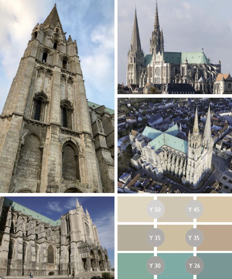 Nuancier-conseil et schéma directeur de la coloration - Cathédrale de Chartres DREAL, Centre-Val de Loire <span class='a3dc'>a<span>3</span>dc </span> Atelier 3d Couleur