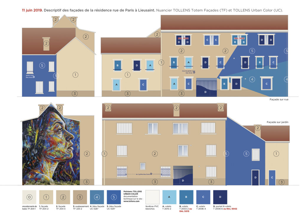 Trois Moulins-Polylogis Lieusaint mise en couleur façade a3dc Atelier 3d Couleur Graffiti