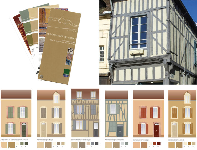 Nuancier et charte couleur de la ville de Joigny ville de pans de bois secteur préservé par a3dc la première agence de design couleur de France Designer coloriste