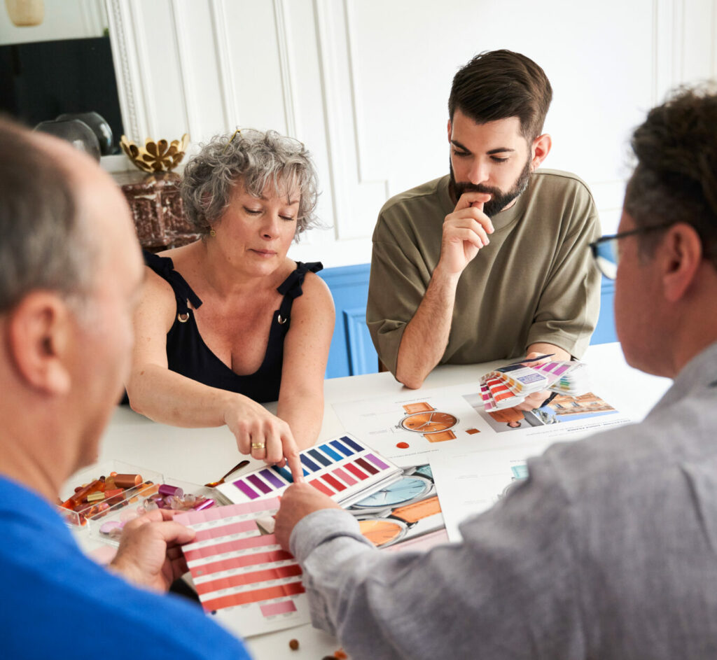 Équipe a3dc la première agence de design couleur en france -Designer coloriste Adrien Maschino Marie Fournier Philippe Roaldes