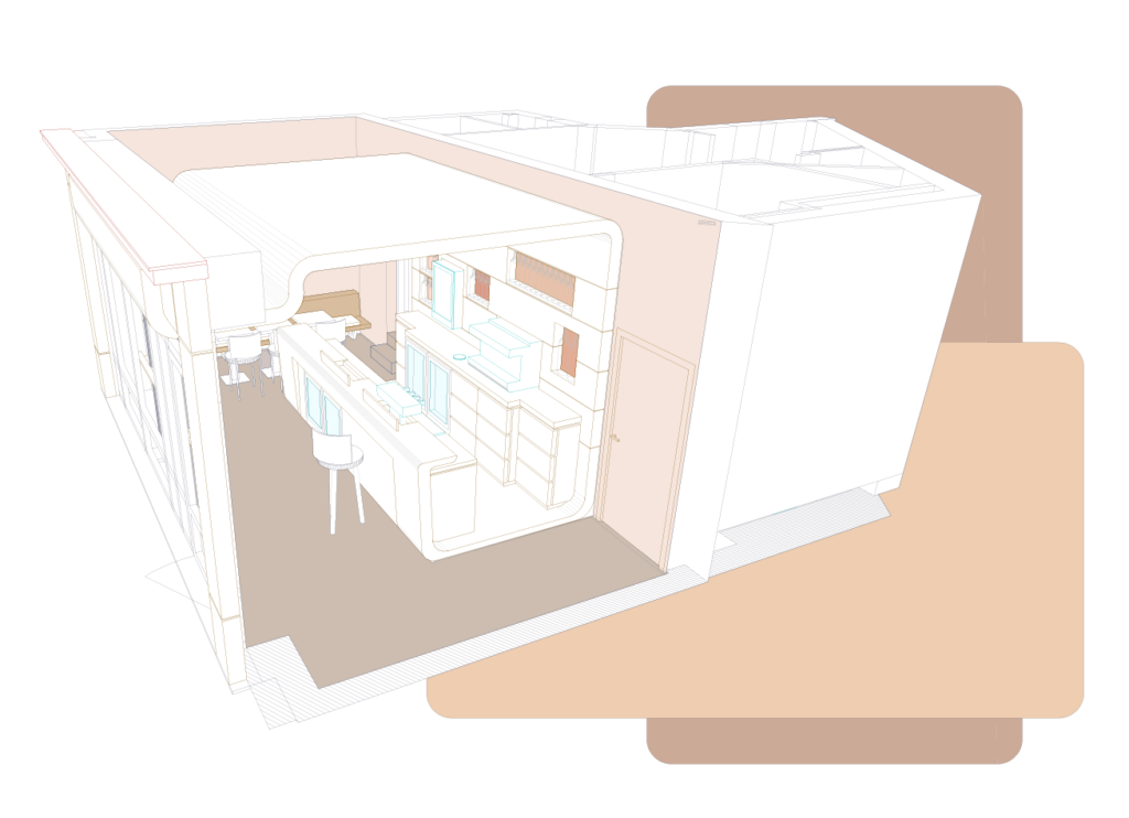 Plan architecture intérieur avec palette couleur par a3dc la première agence de design couleur en France